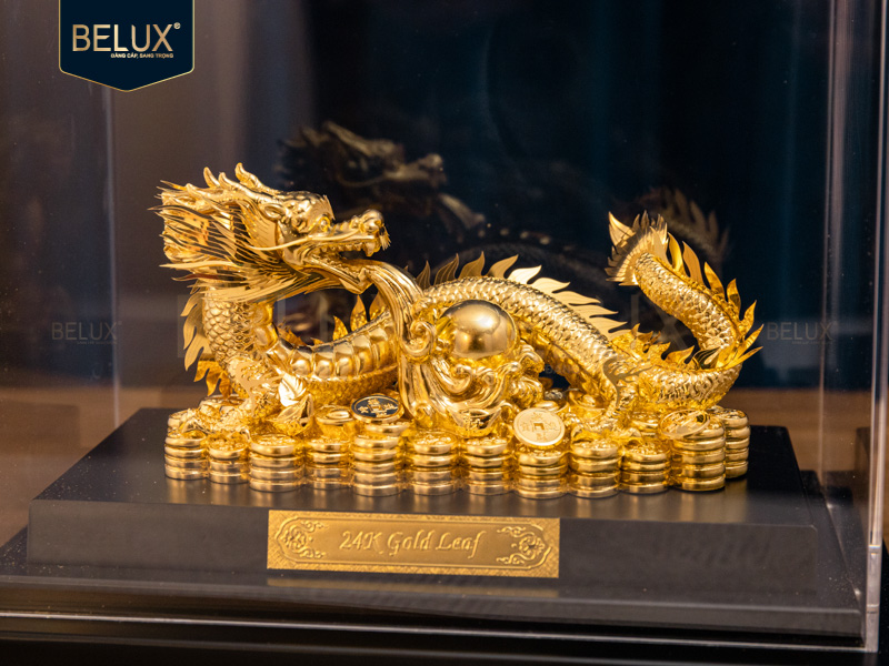 Tượng Rồng Vàng Tài Lộc dát vàng 24k - Linh vật chiêu tài, kích hoạt may mắn và thịnh vượng&nbsp;